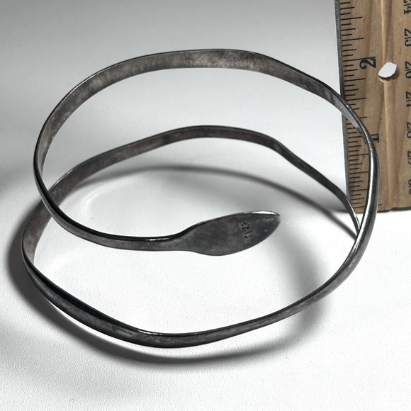 Vintage Artisan Snake Coil Spiral Arm Band Wrist Cuff Bracelet Sterling Silver - Picture 8 of 9